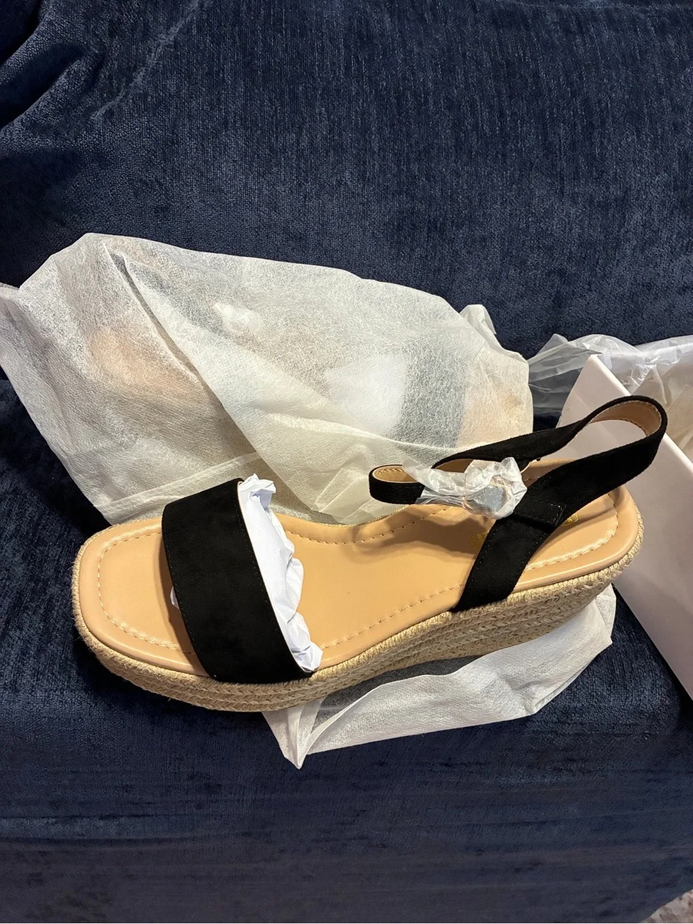Wedge Espadrille Sandals - Black